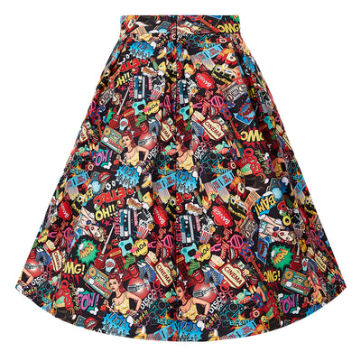 EU STOCK Carolyn Box Pleat Pop Art Skirt