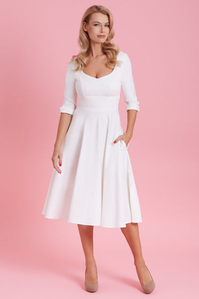 Scarlette Bridal White Long Sleeved Midi Dress1