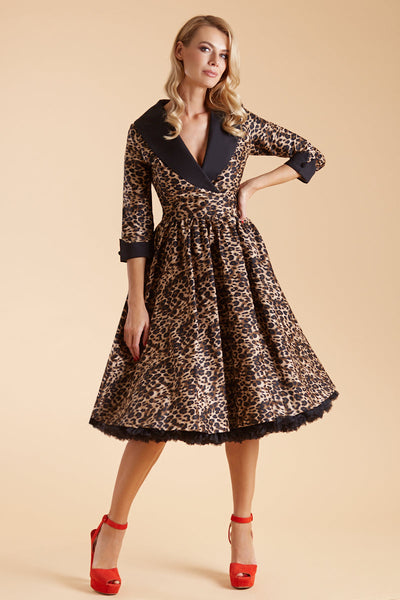 50's Coat Dress in Leopard Print 