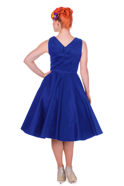 PRE-ORDER Grace Pleated 50's Style Swing Dress in All Blue