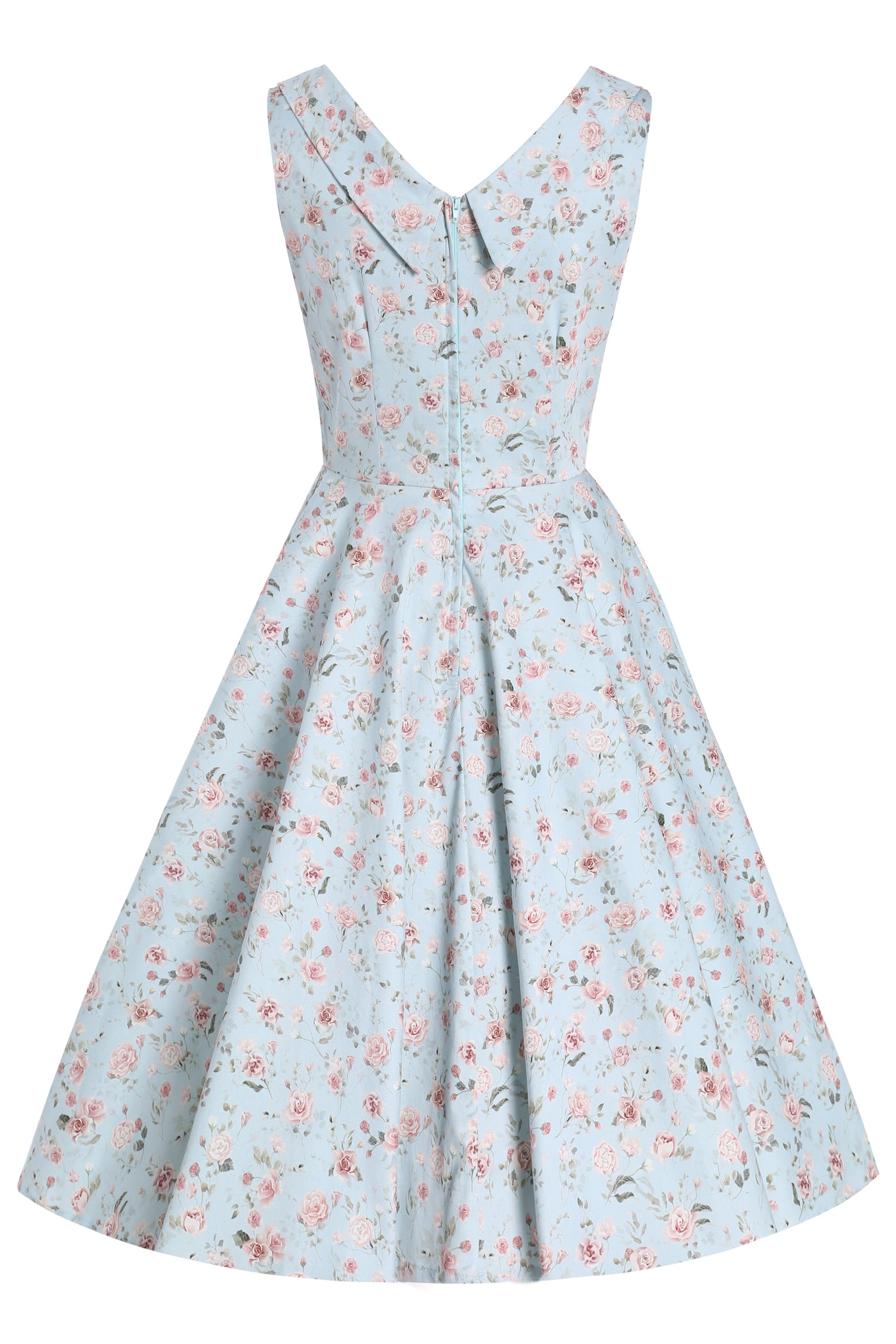 PRE ORDER Grace Pleated Bust Dress in Baby Blue/Pink Floral Print