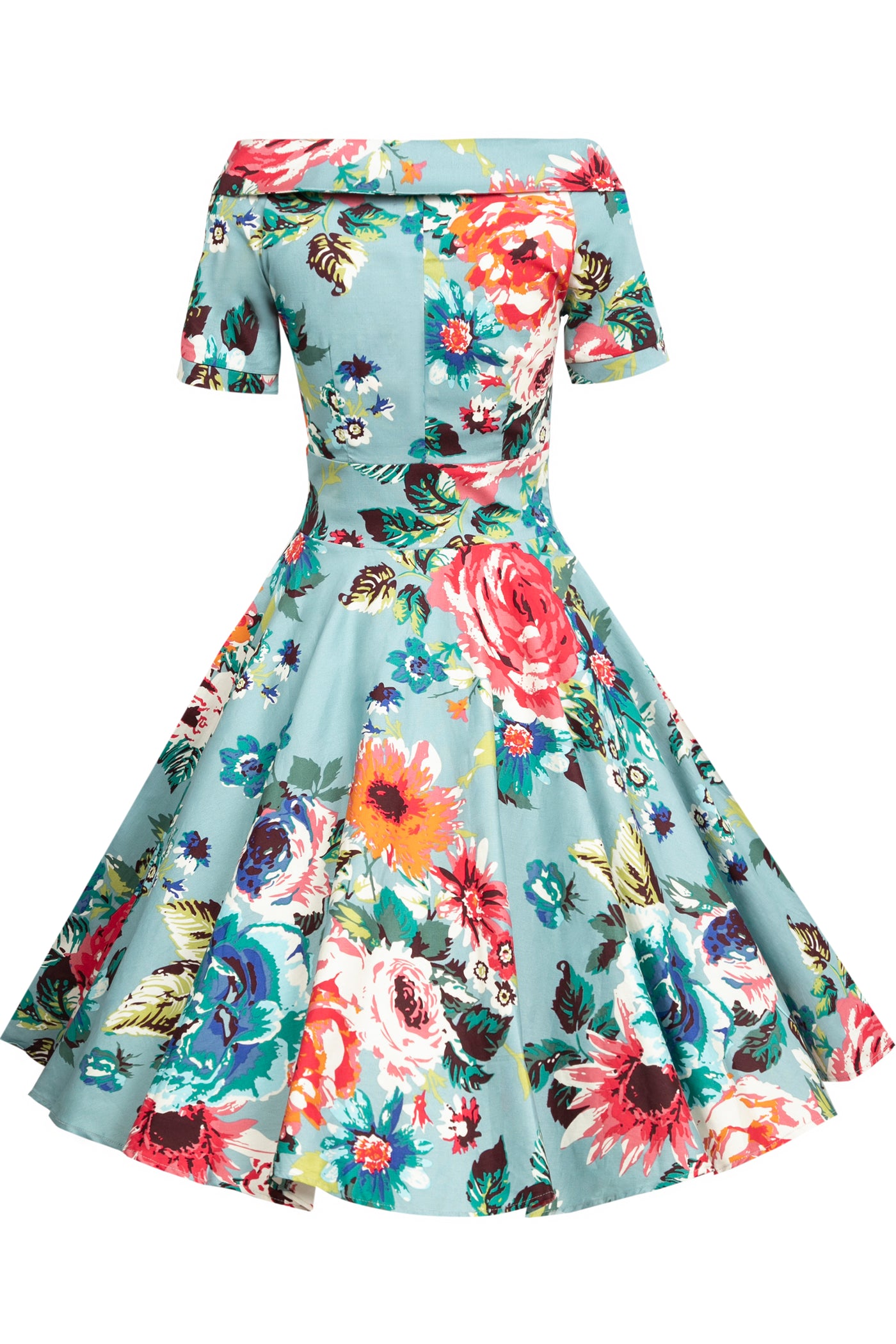 PRE ORDER Darlene Retro Swing Dress In Blue Floral