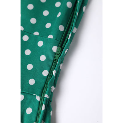 EU STOCK Darlene Full Circle Green Polka Dot Swing Dress