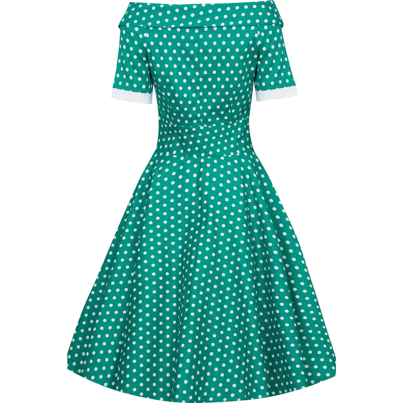 EU STOCK Darlene Full Circle Green Polka Dot Swing Dress