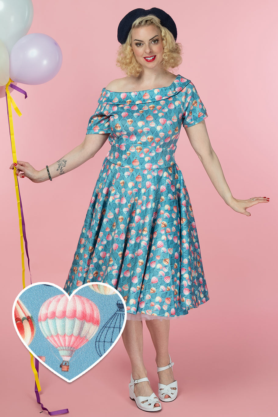 PRE ORDER Darlene Hot Air Balloon Blue Swing Dress