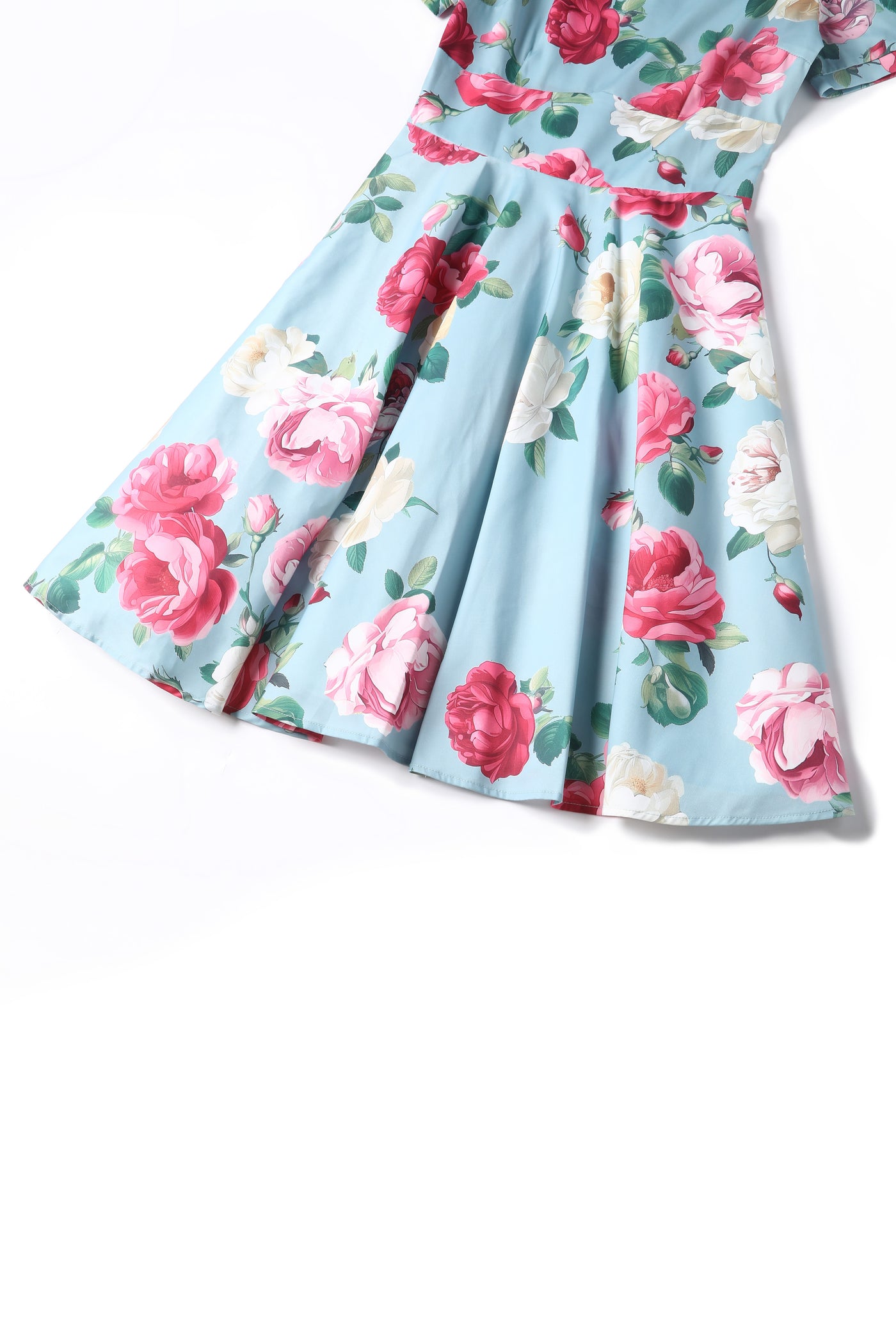 Darlene Powder Blue Vintage-Inspired Peony Print Swing Dress