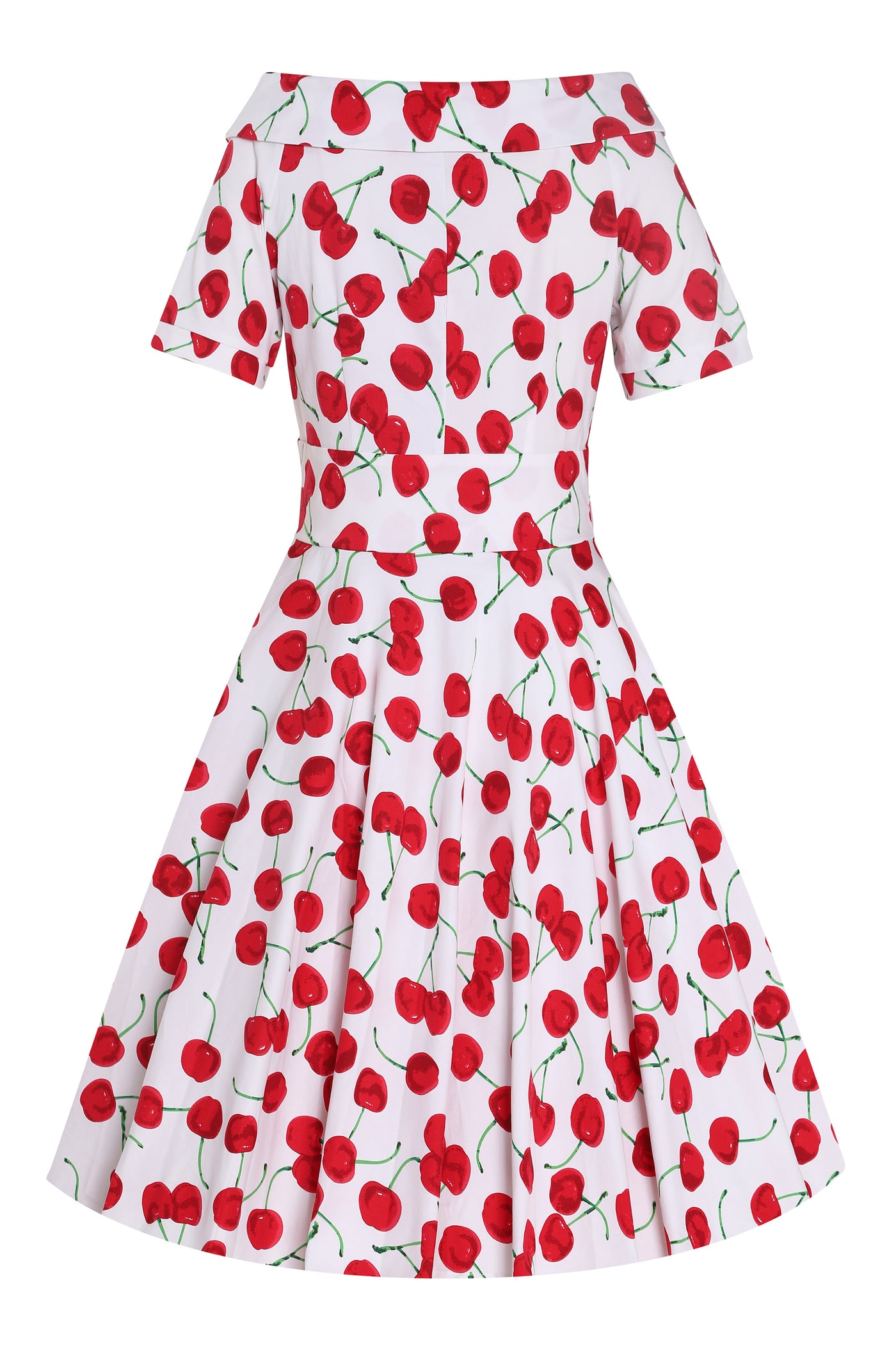 EU STOCK Darlene White Vintage-Inspired Cherry Print Dress