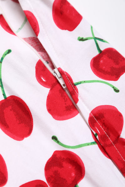 EU STOCK Darlene White Vintage-Inspired Cherry Print Dress