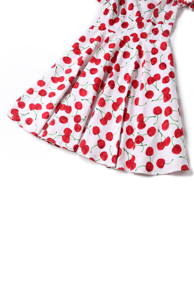 EU STOCK Darlene White Vintage-Inspired Cherry Print Dress