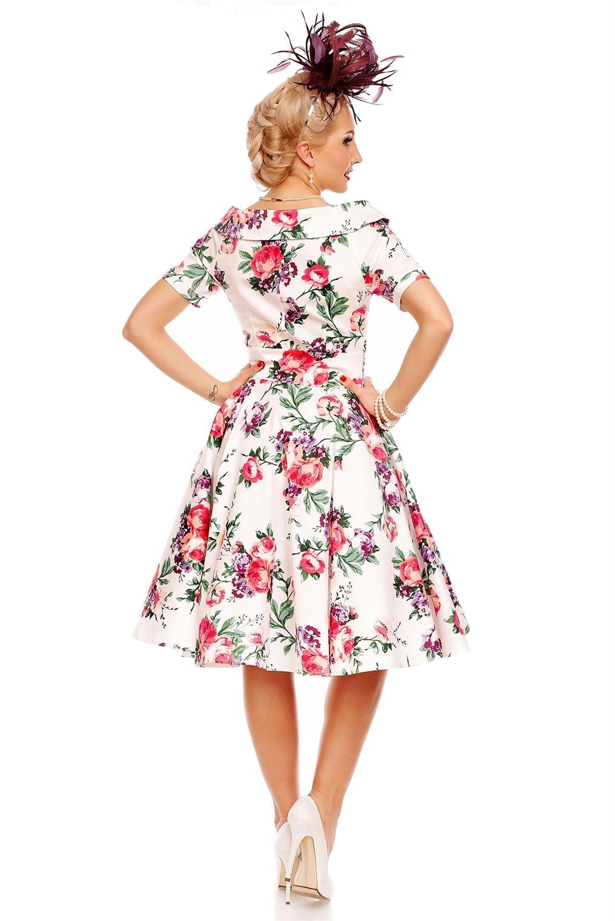 EU STOCK Darlene Retro White Floral  Swing Dress