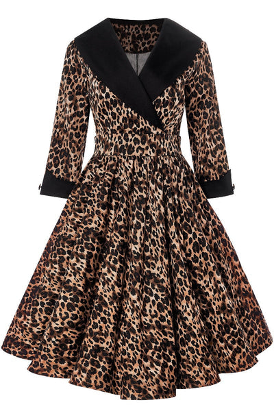 PRE ORDER Tiffany 50's Coat Dress in Leopard Print