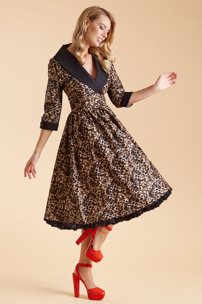 PRE ORDER Tiffany 50's Coat Dress in Leopard Print