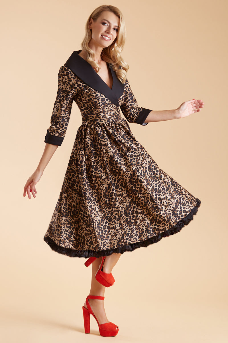 PRE ORDER Tiffany 50's Coat Dress in Leopard Print