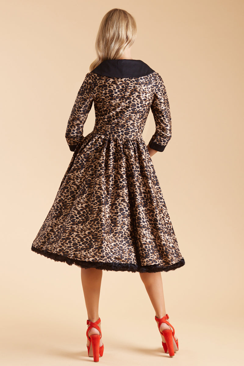 PRE ORDER Tiffany 50's Coat Dress in Leopard Print