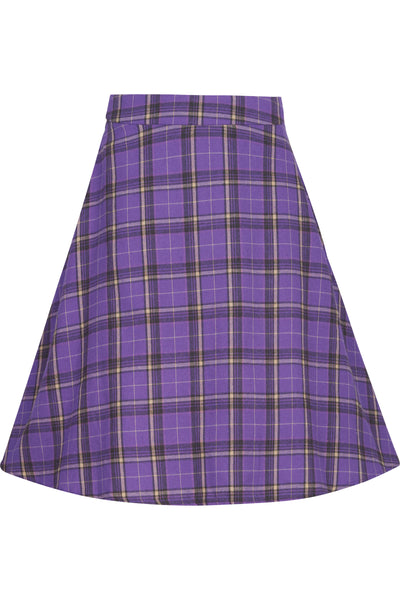 PRE ORDER Shirley High Waist Full Circle Skirt in Purple Tartan