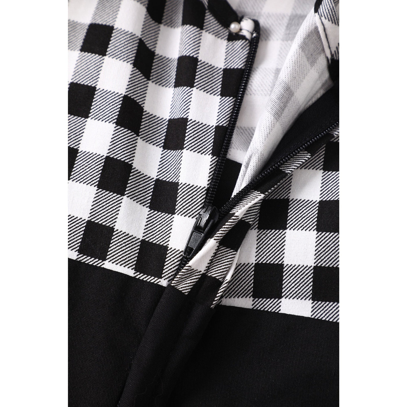 EU STOCK Lisa Black White Gingham Collared Swing Dress