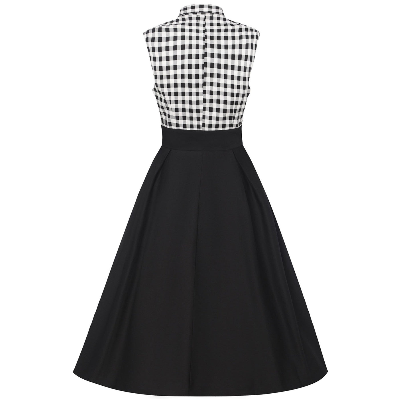 EU STOCK Lisa Black White Gingham Collared Swing Dress