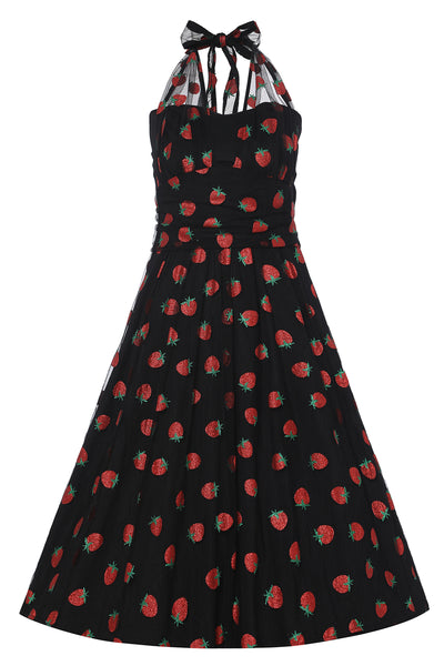 PRE ORDER Daisy Black Strawberry Mesh Dress