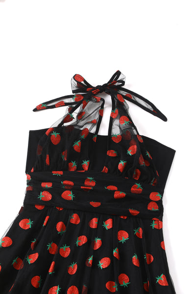 PRE ORDER Daisy Black Strawberry Mesh Dress