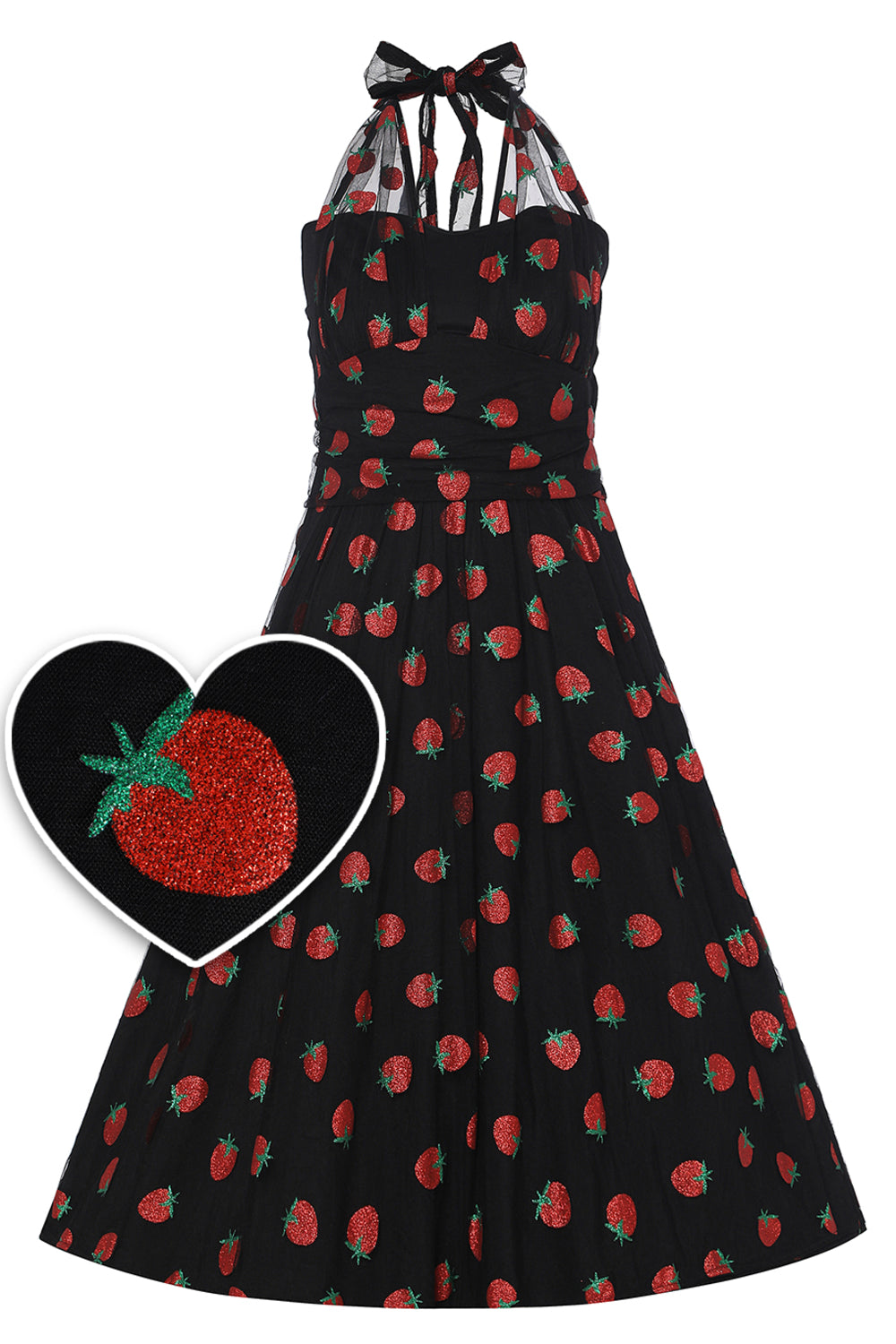 PRE ORDER Daisy Black Strawberry Mesh Dress