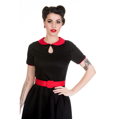 PRE-ORDER Evelyn Classic Pinup Swing Dress in Black/Red