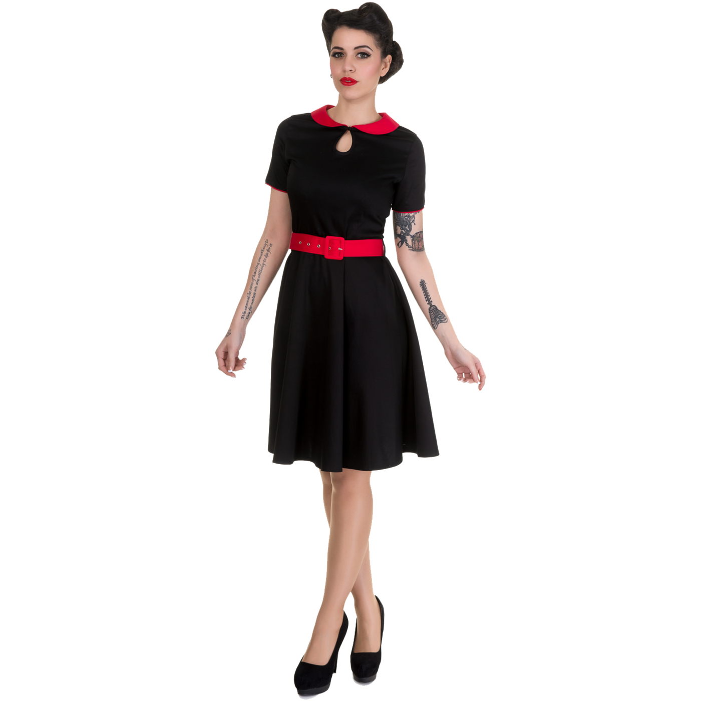 PRE-ORDER Evelyn Classic Pinup Swing Dress in Black/Red