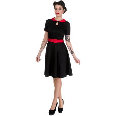 PRE-ORDER Evelyn Classic Pinup Swing Dress in Black/Red