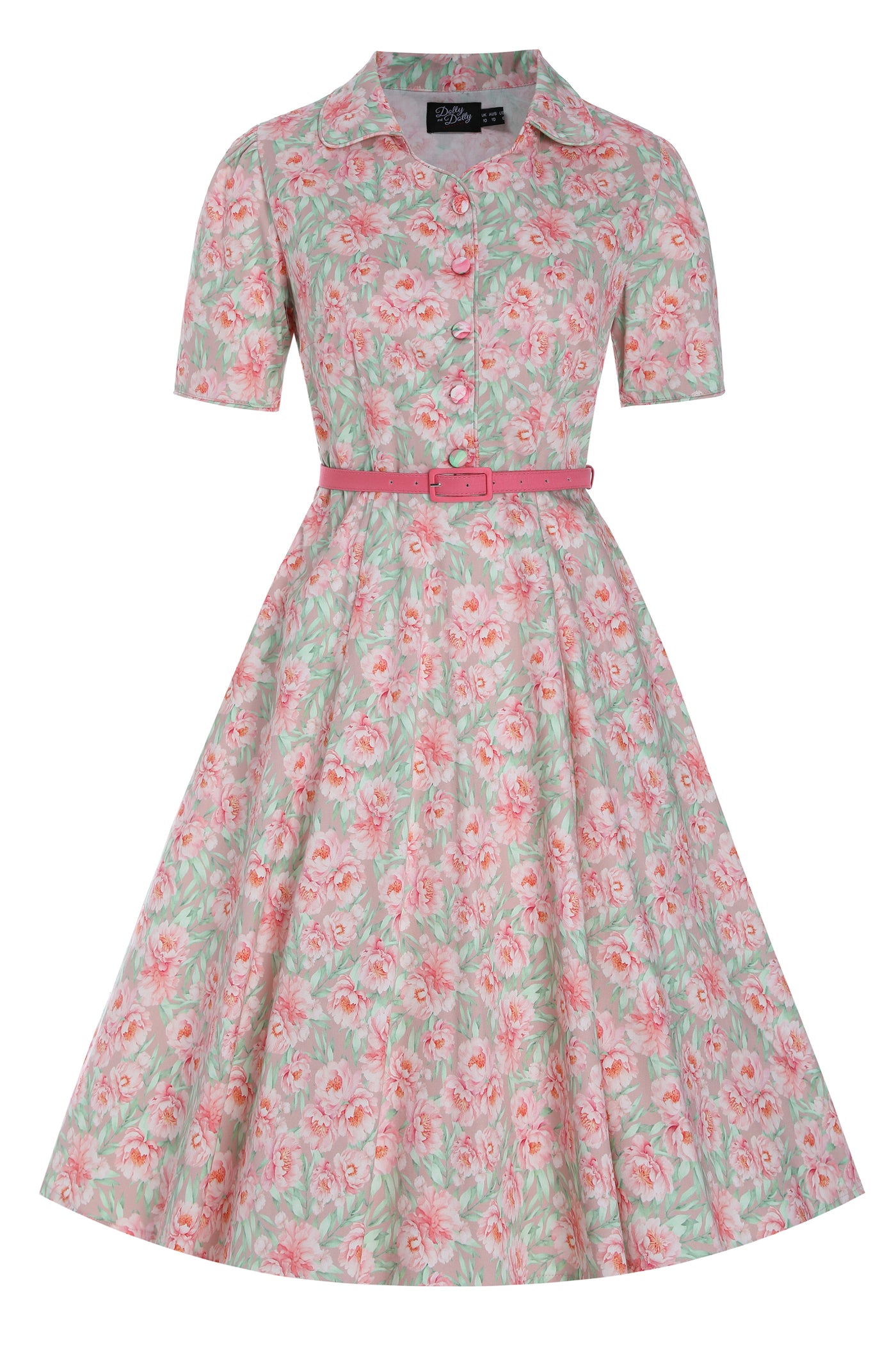 Penelope Rockabilly Pink Floral Shirt Dress