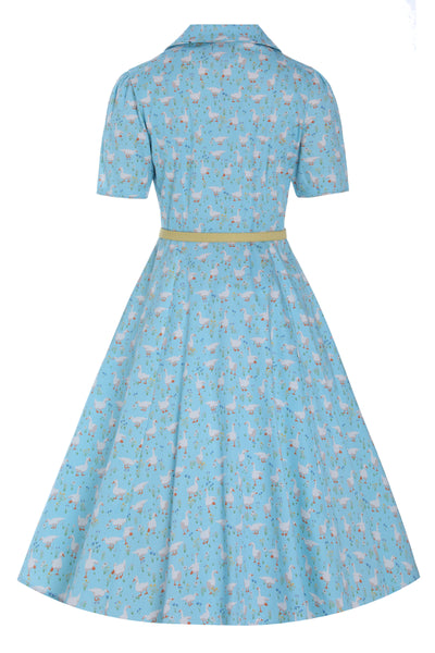 EU STOCK Penelope Rockabilly Blue Duck Shirt Dress