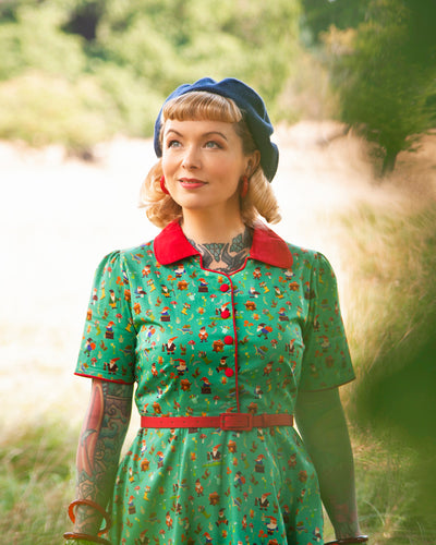 Penelope Rockabilly Green Garden Gnome Shirt Dress