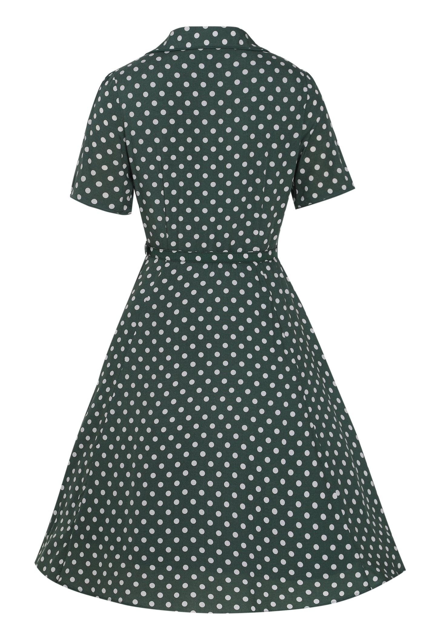 PRE ORDER Penelope Pine Green & White Polka Dot Dress - Fully Lined