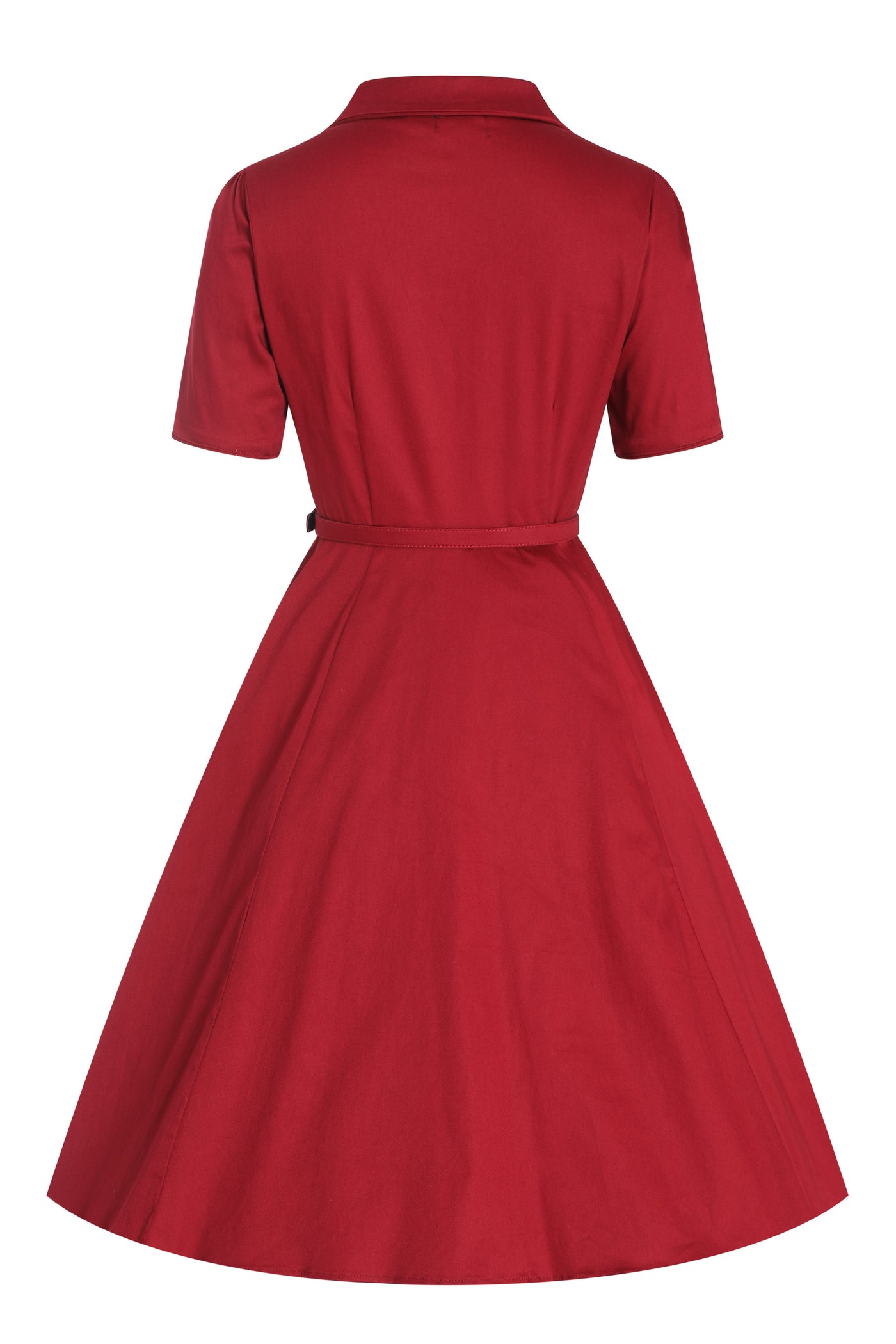 Penelope Scarlette Red Rockabilly Plain Shirt Dress