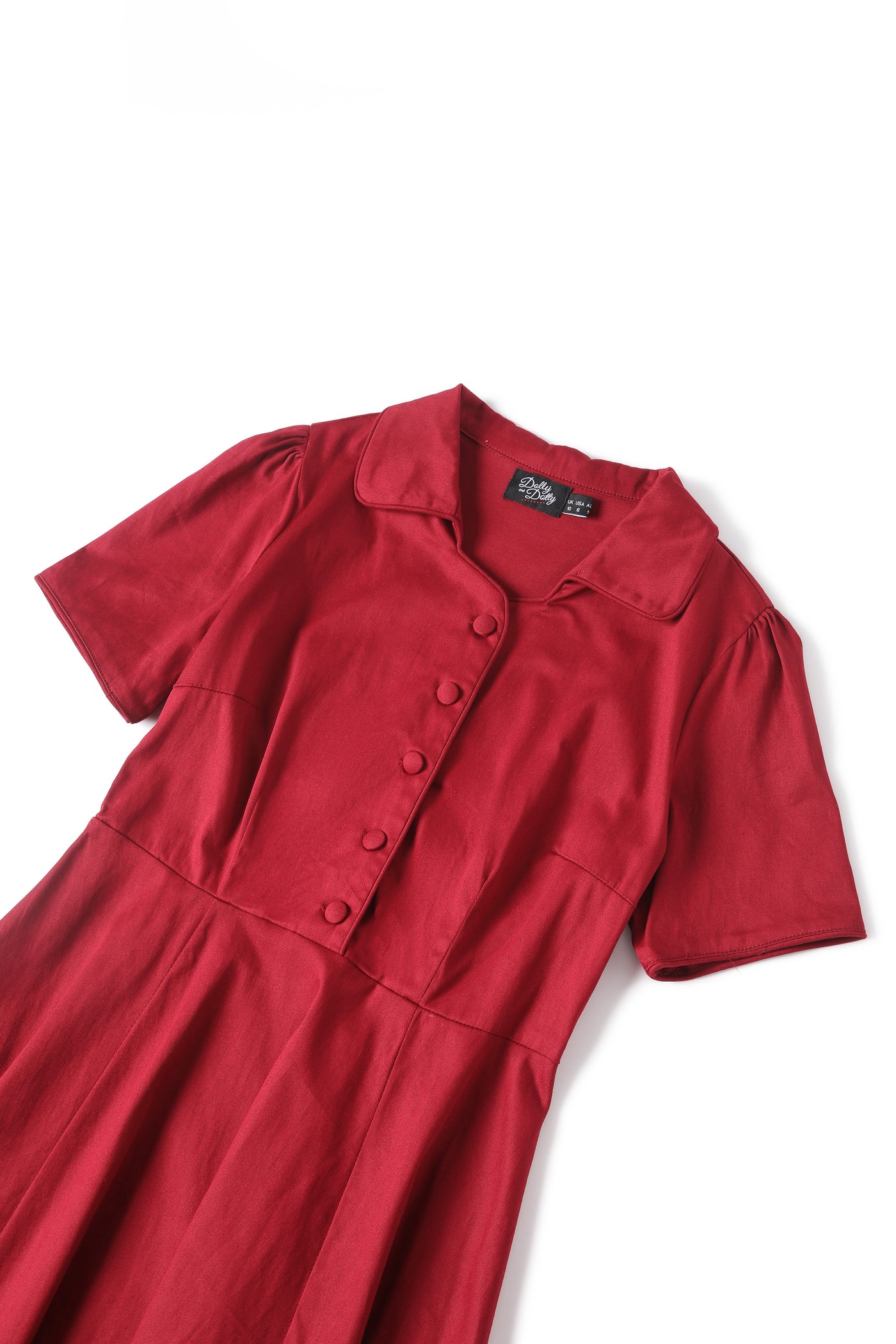 EU STOCK Penelope Scarlette Red Rockabilly Plain Shirt Dress