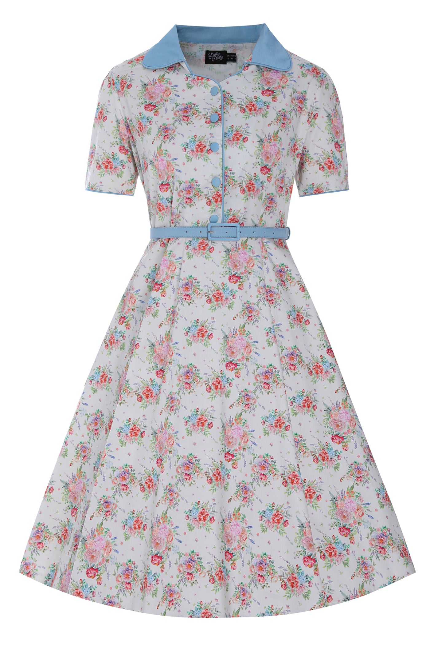 Penelope Rockabilly White English Garden Shirt Dress