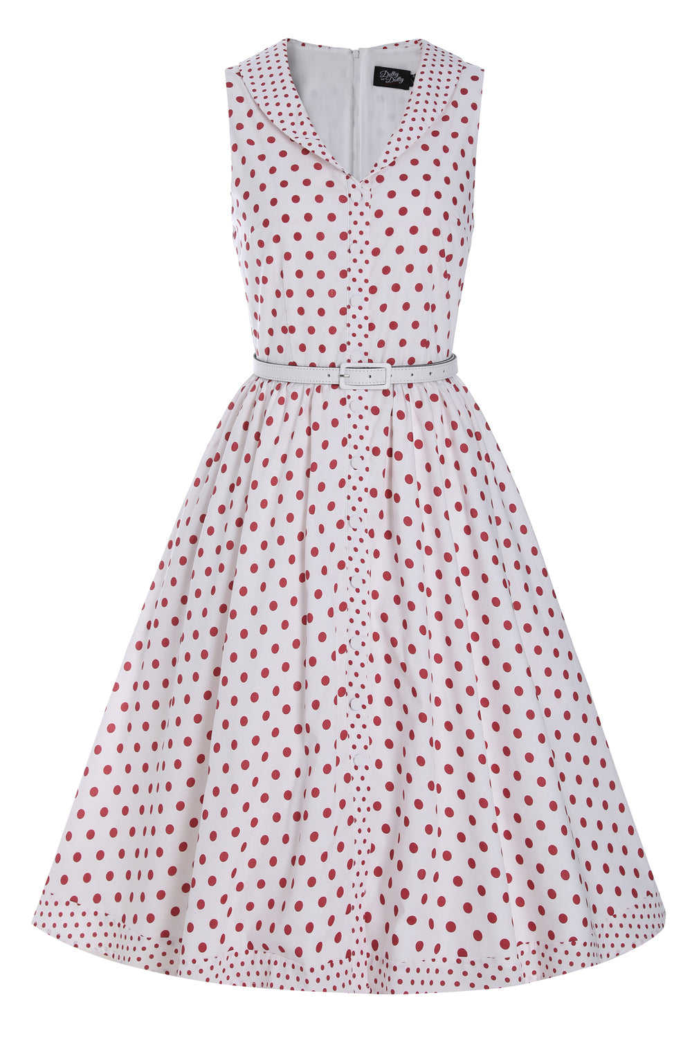 EU STOCK Maverick Red/White Polka Dot Flared Dress