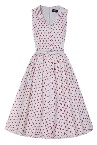 EU STOCK Maverick Red/White Polka Dot Flared Dress