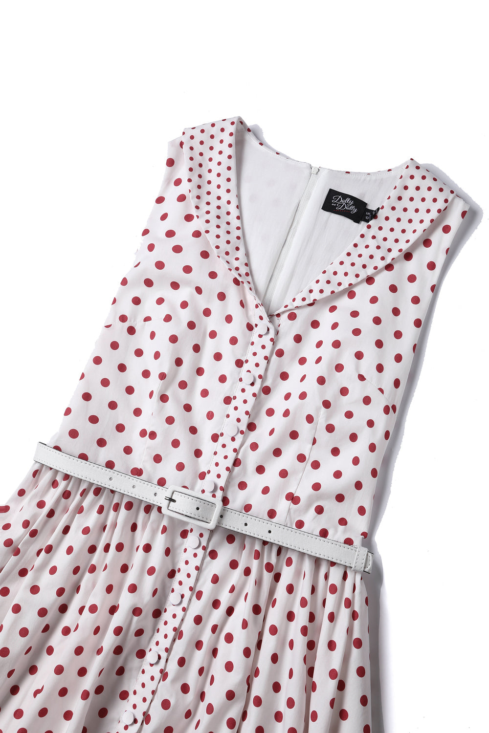 EU STOCK Maverick Red/White Polka Dot Flared Dress