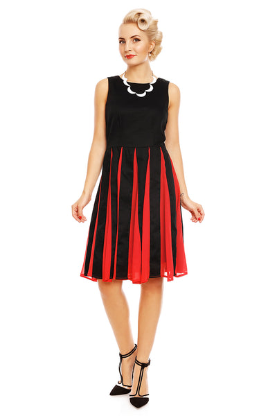 PRE ORDER Judith Retro Swing Dress in Black/Red