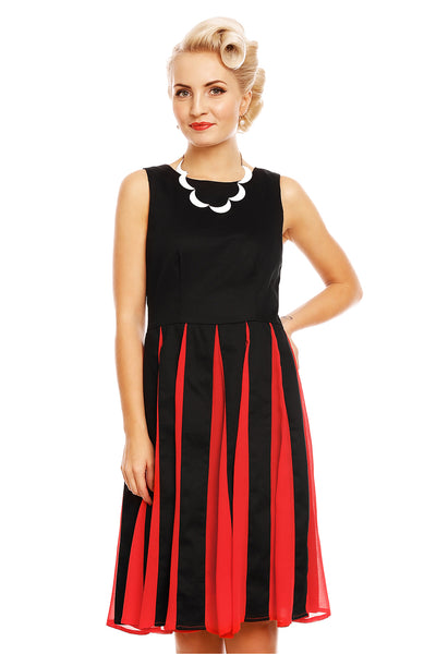 PRE ORDER Judith Retro Swing Dress in Black/Red