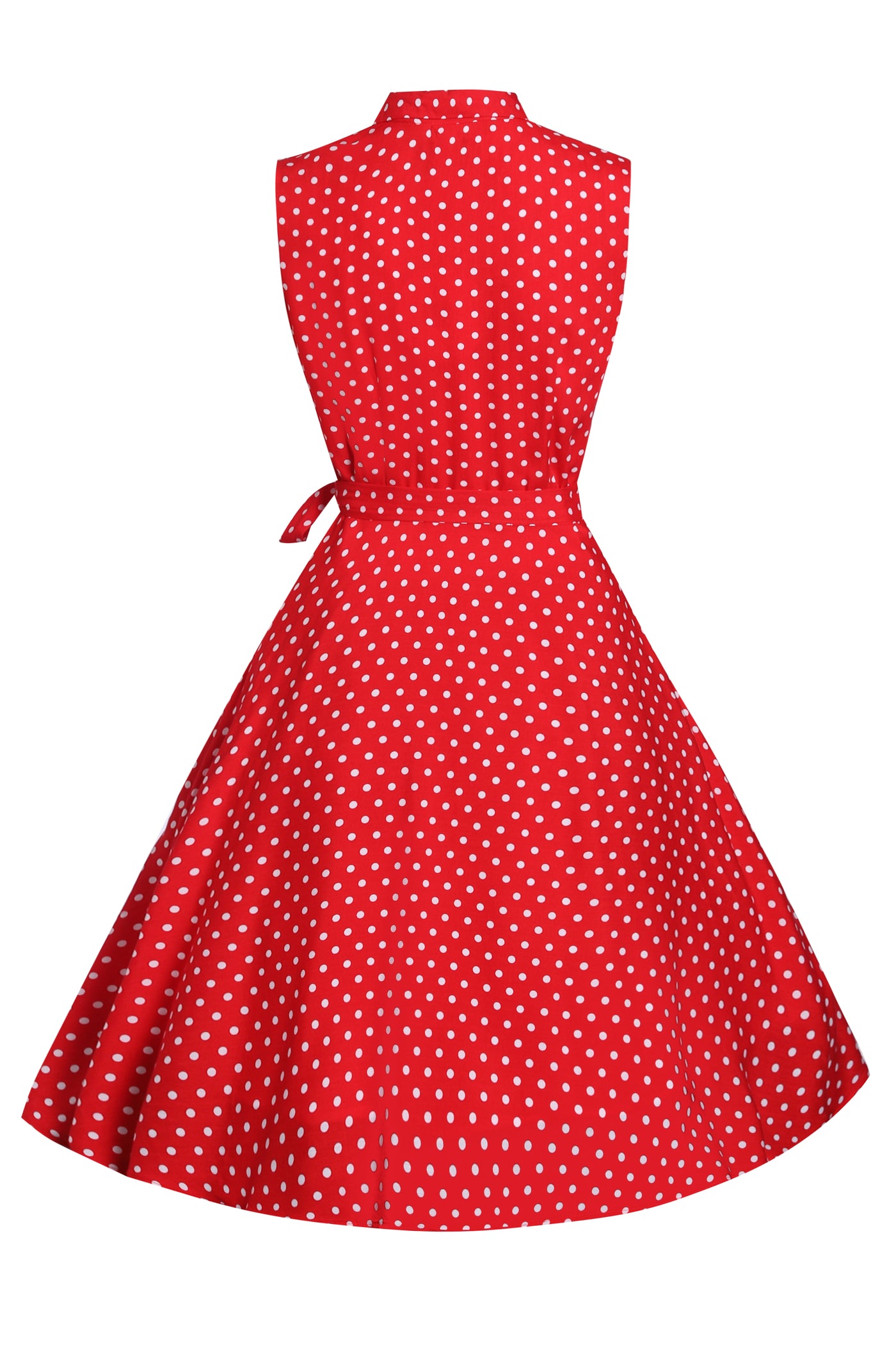 EU STOCK Poppy Red Polka Dot Shirt Dress