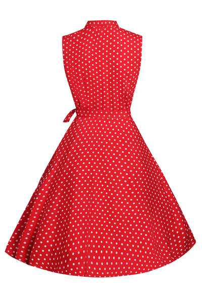 EU STOCK Poppy Red Polka Dot Shirt Dress