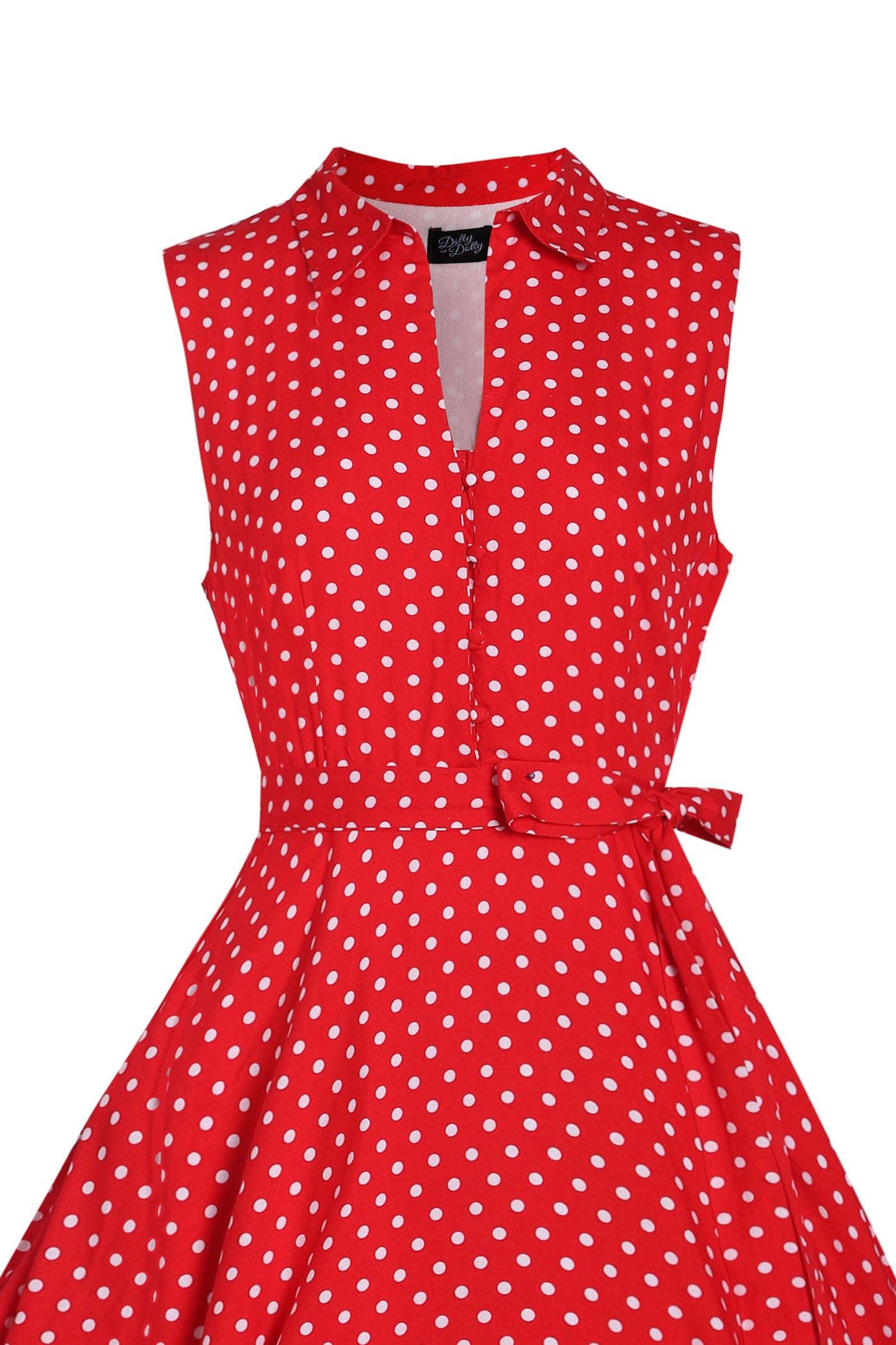 EU STOCK Poppy Red Polka Dot Shirt Dress