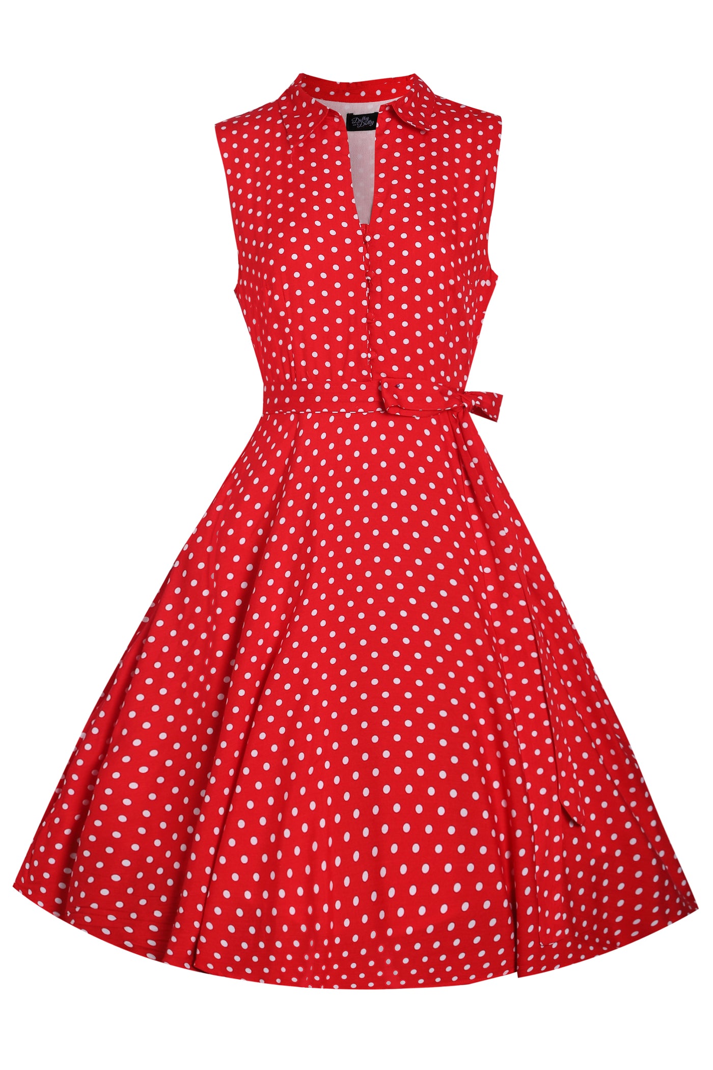 EU STOCK Poppy Red Polka Dot Shirt Dress