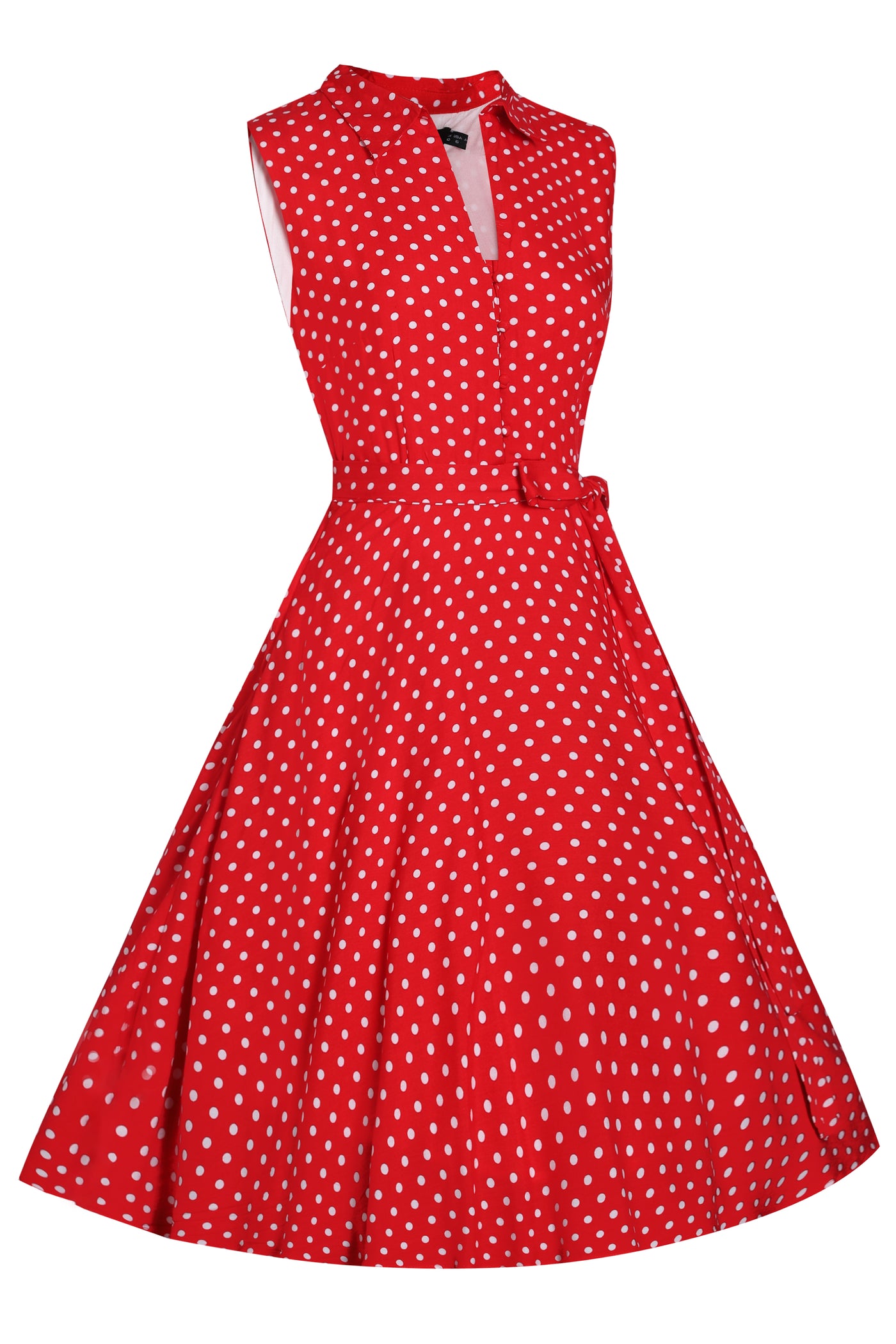 EU STOCK Poppy Red Polka Dot Shirt Dress