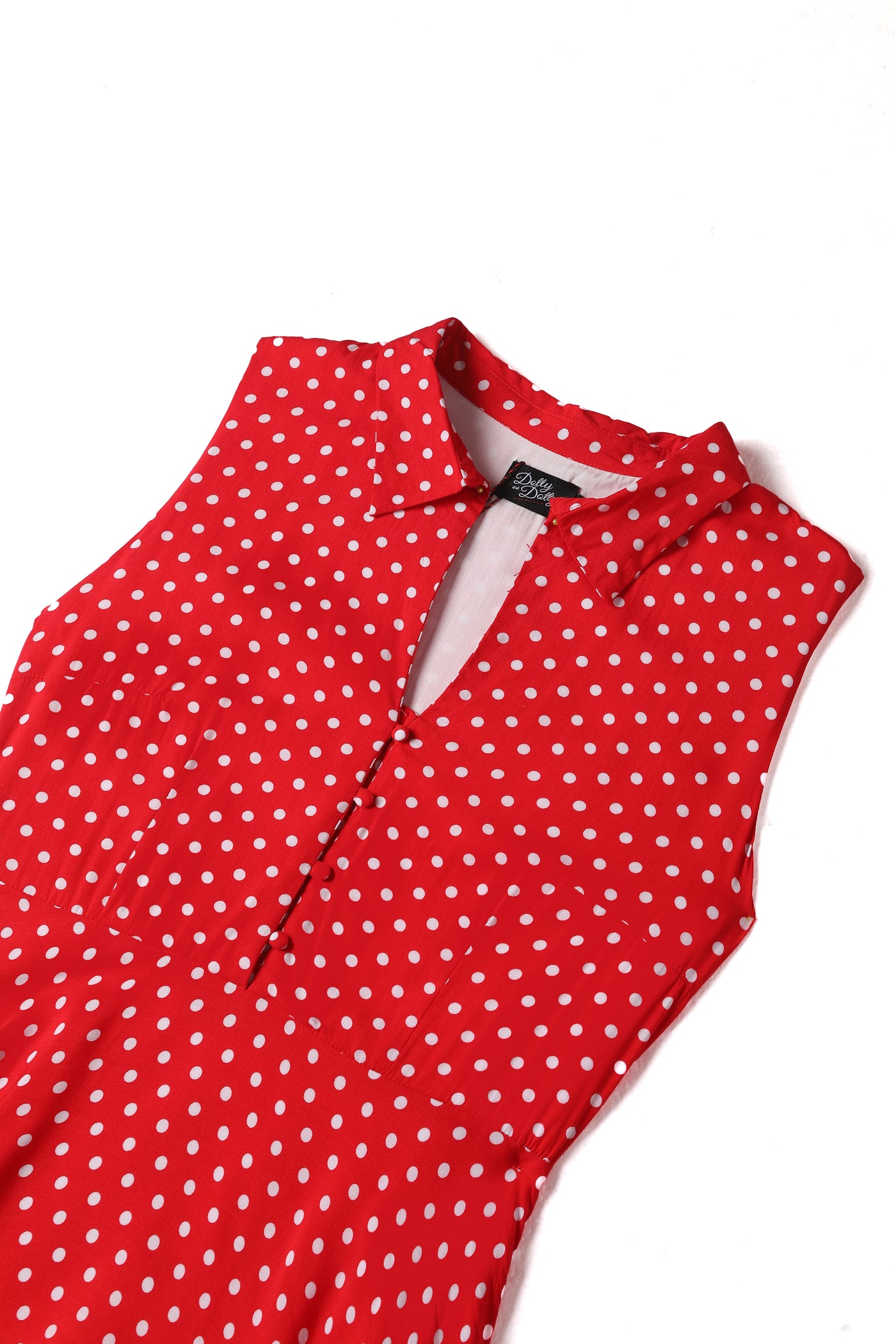 EU STOCK Poppy Red Polka Dot Shirt Dress