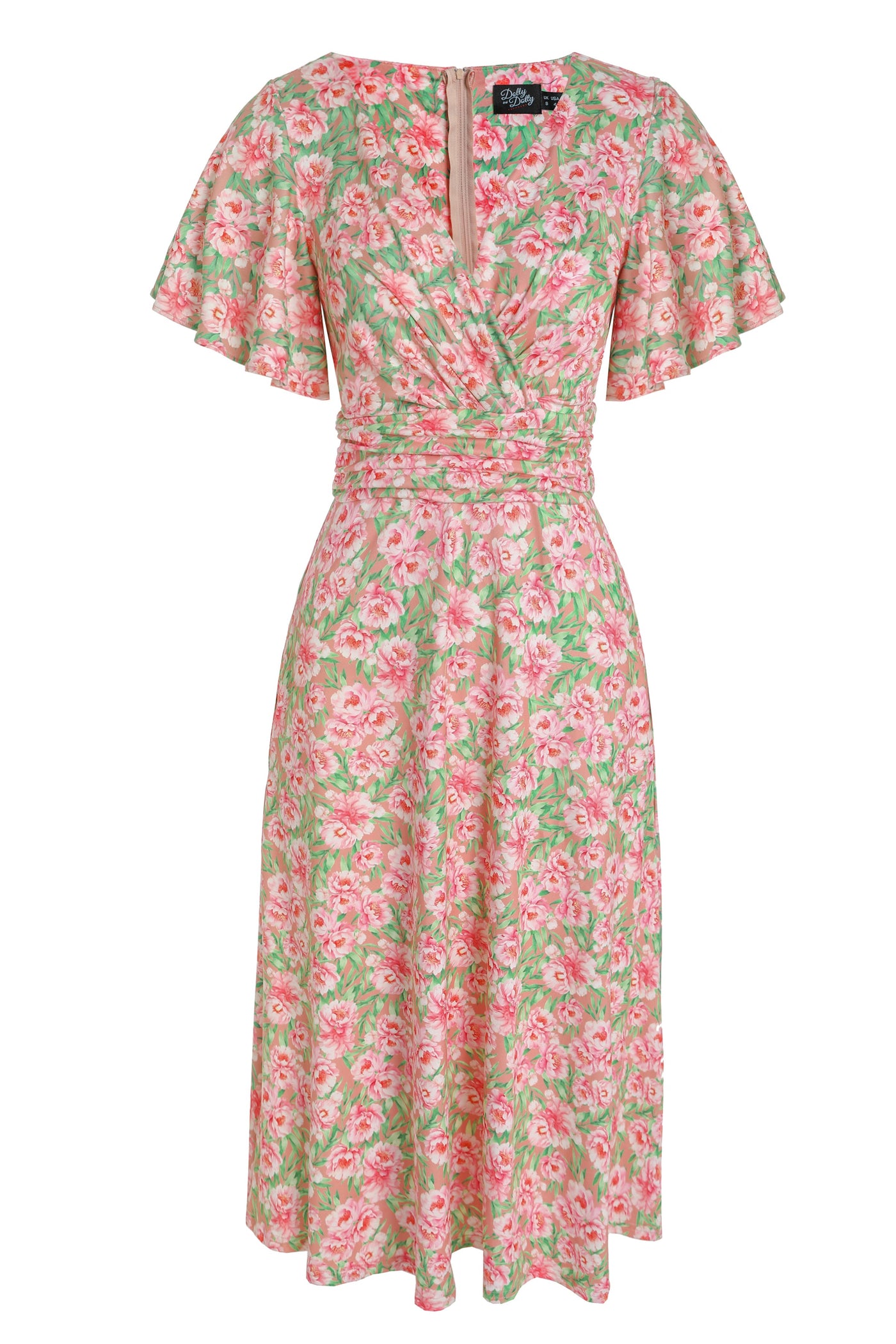 EU STOCK Donna Pink Floral Crossover Bust Dress