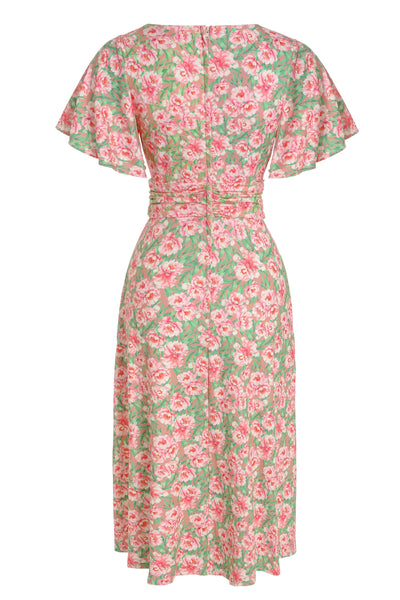 EU STOCK Donna Pink Floral Crossover Bust Dress