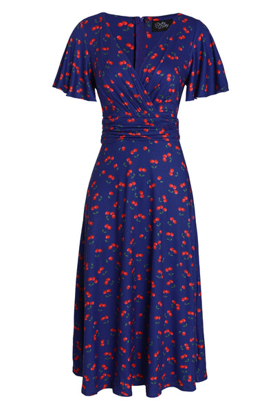 PRE ORDER Donna Cherry Navy Blue Tea Dress