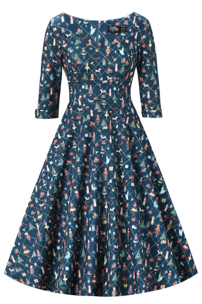 Scarlette Dark Blue Nutcracker Midi Dress