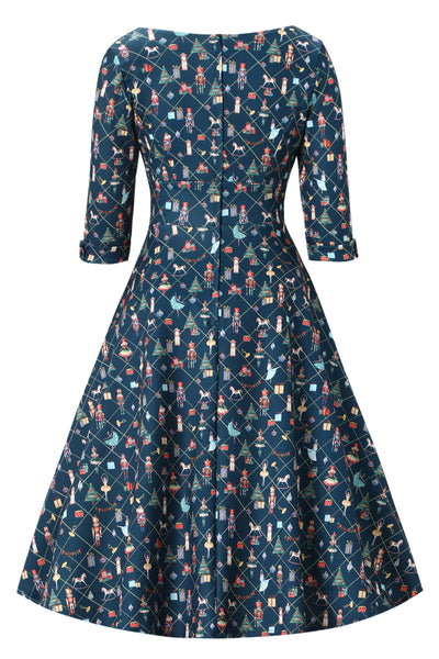 Scarlette Dark Blue Nutcracker Midi Dress